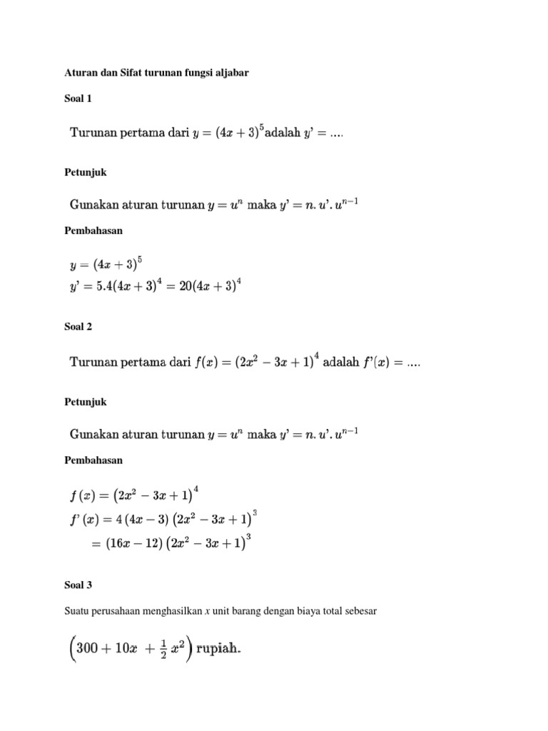 Soal Un Turunan Fungsi Trigonometri Tahun 2015