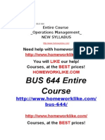 BUS 644 Entire Course Operations Management NEW SYLLABUS
