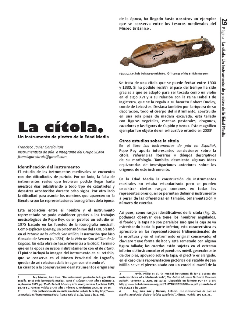 La cítola: instrumento medieval de plectro | PDF | Instrumentos ...