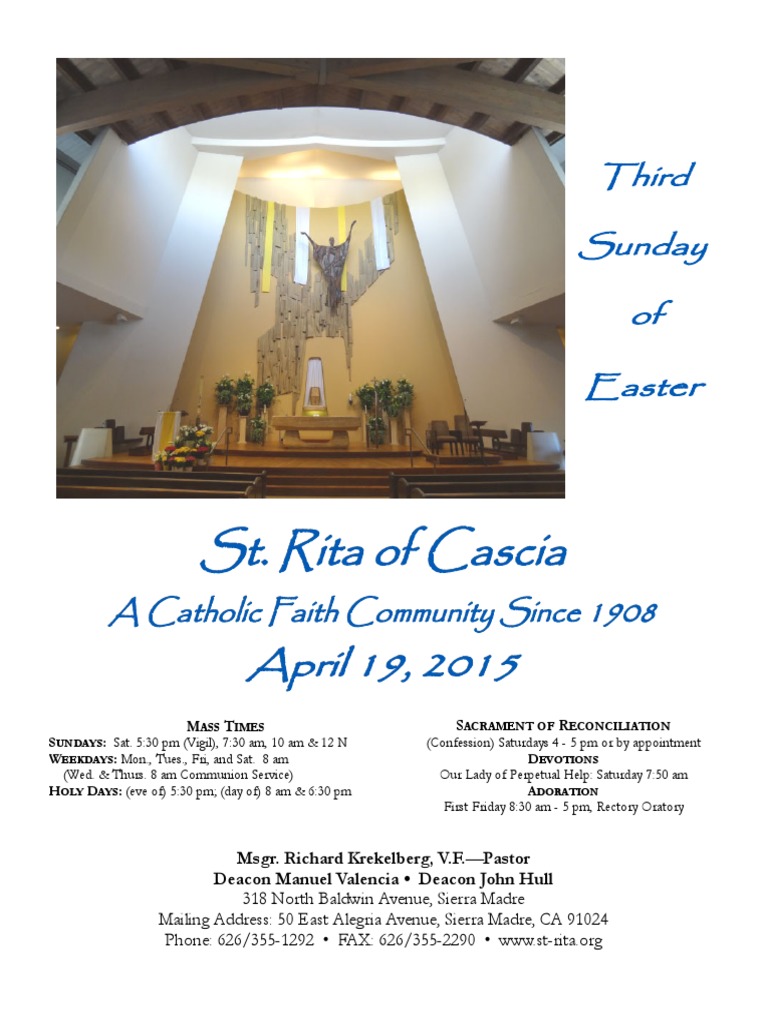 ST Rita Parish Bulletin 4/19/2015 PDF Eucharist Gospels