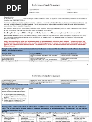 Reference Check Template