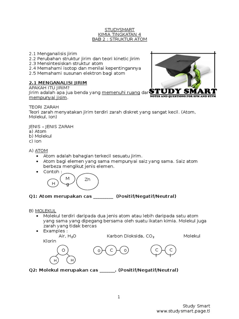 Kimia Bab 2 Tingkatan 4 / Contoh Soalan Kimia Tingkatan 4 Bab 2