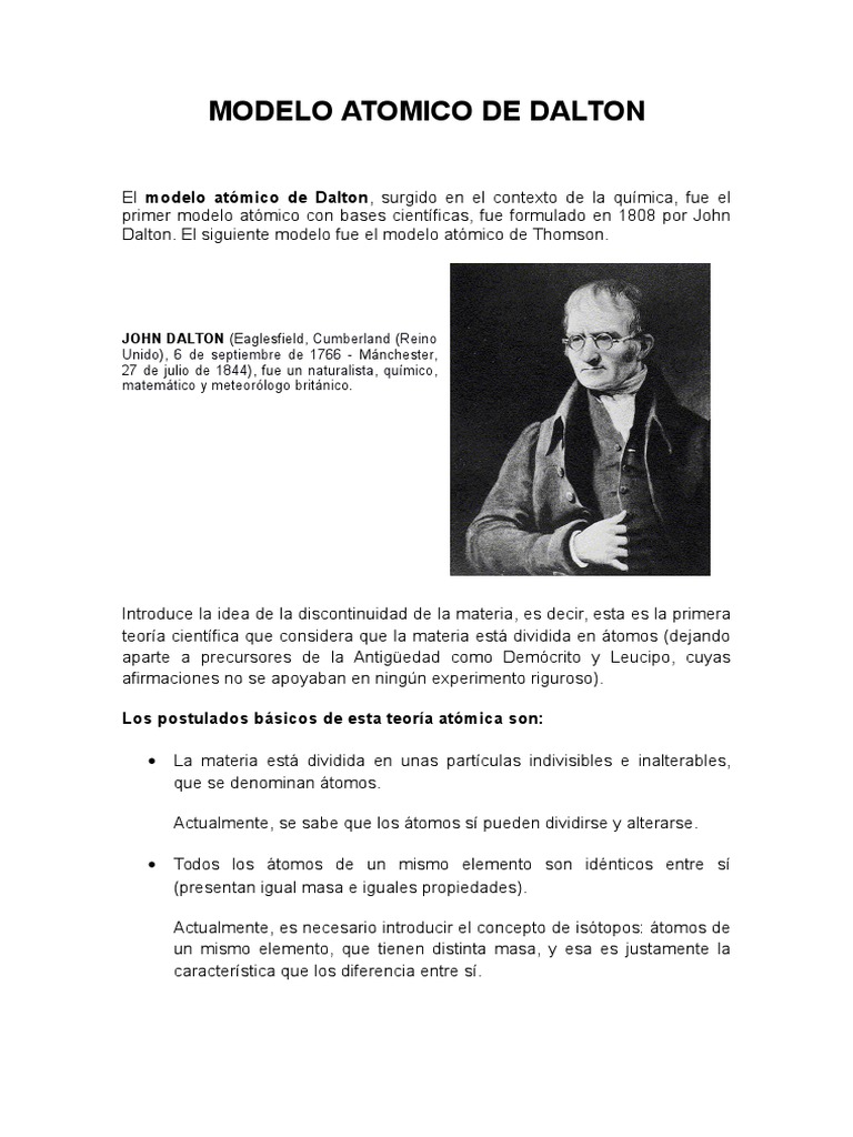 Modelo Atómico de Dalton (1808) | PDF | Átomos | Química