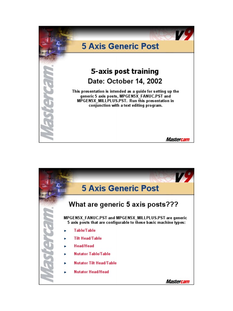 5 Axis Generic Post Configuration Guide | PDF | Rotation Around A Fixed ...