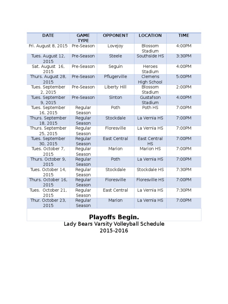VB Schedule PDF