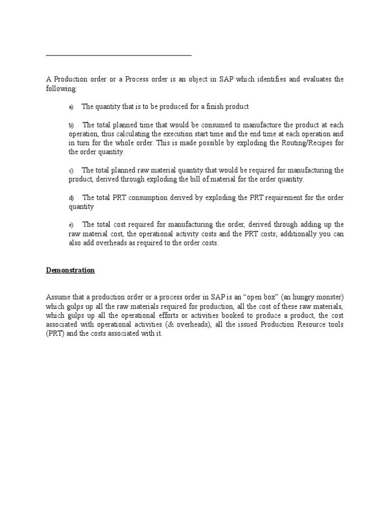 What Is A Production Order / Process Order? | PDF | Computers