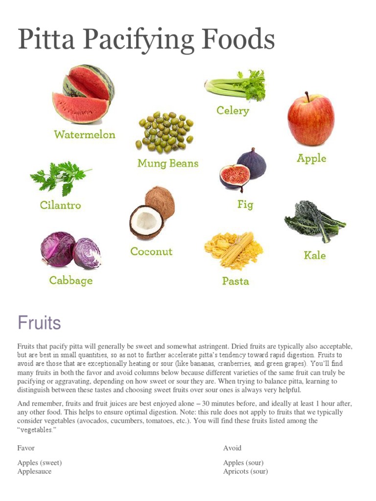 Pitta Pacifying Foods Fruit Spice Free 30 day Trial Scribd