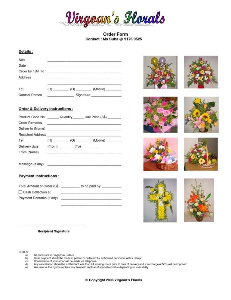 Virgoan's Florals Order Form | PDF