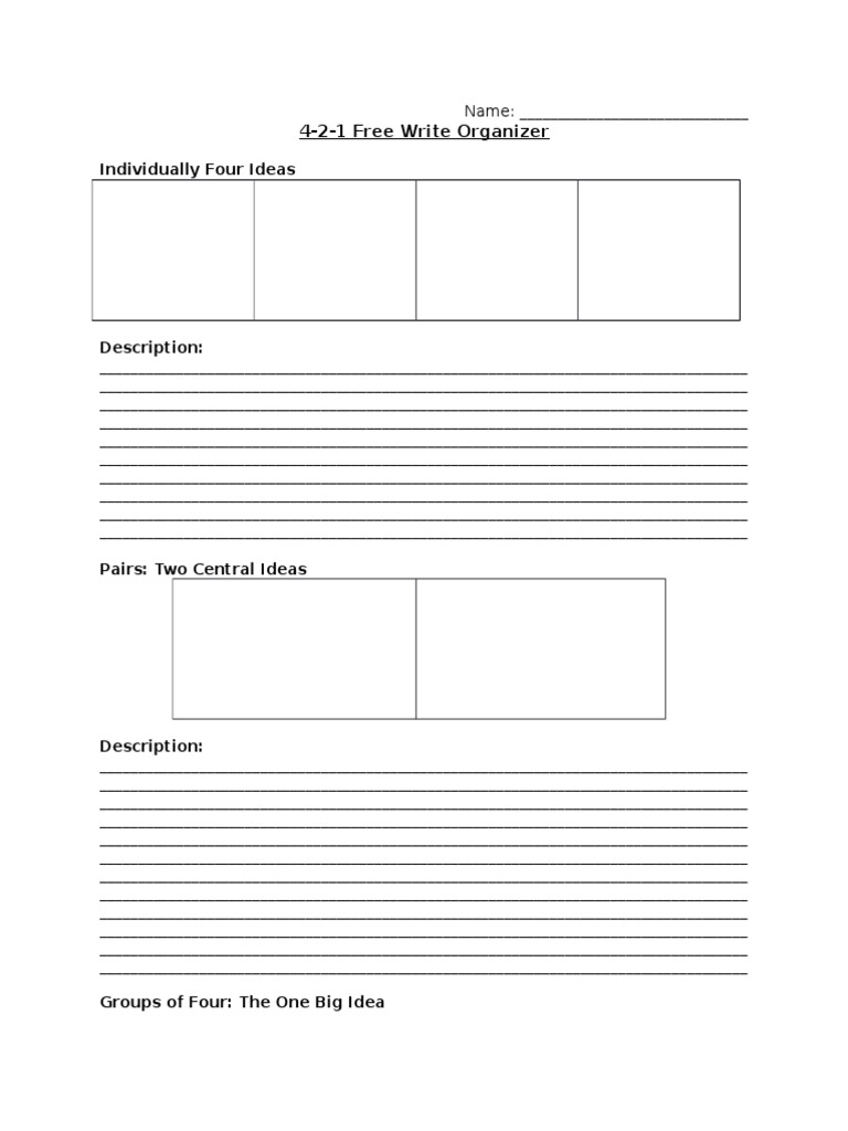4-2-1 Free Write Organizer Template | PDF | Career & Growth