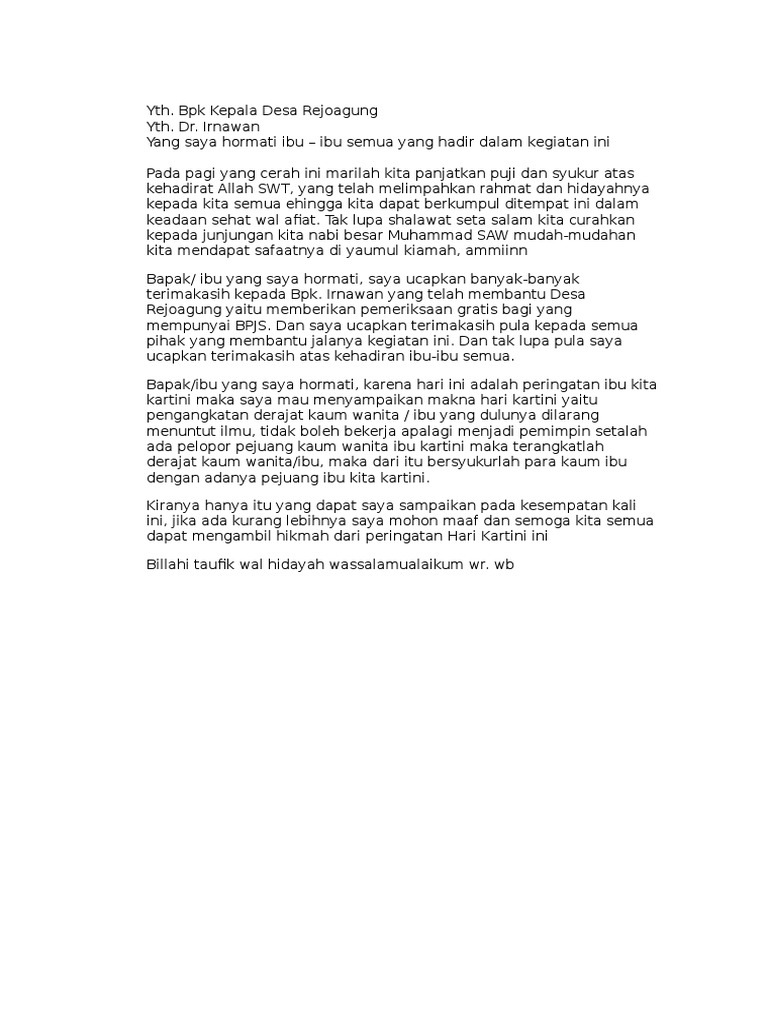 Pidato Ibu Kepala Desa