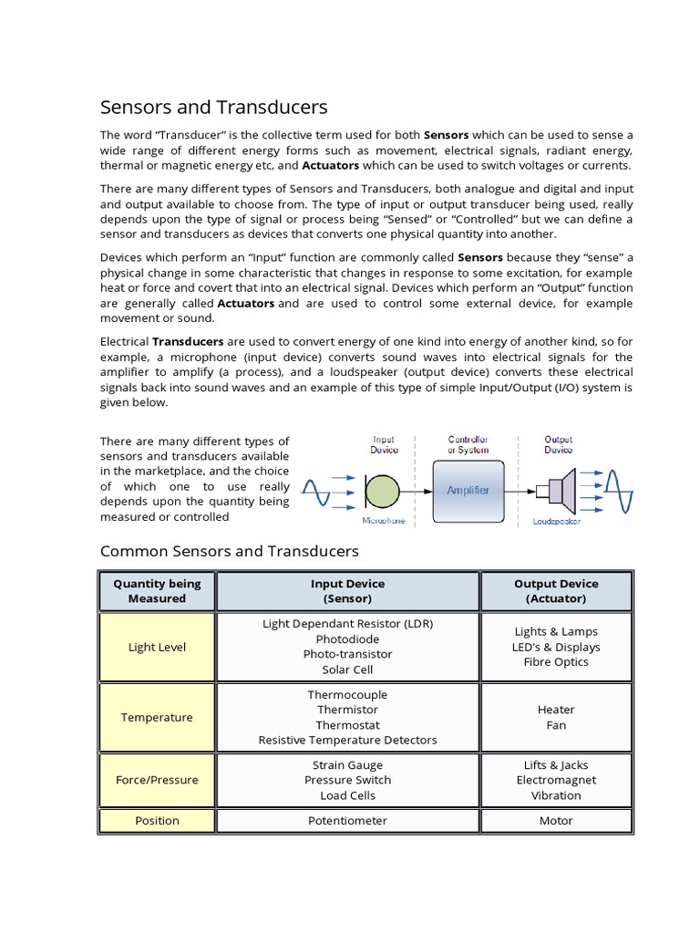 Sensors and Transducers PDF Thermocouple Amplifier