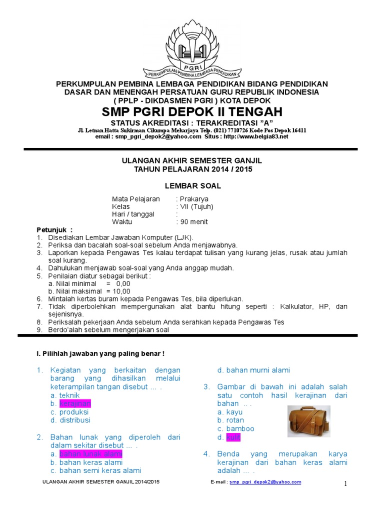 Soal Kerajinan Bahan Keras Dan Jawabannya Dunia Sekolah ID Soal Kerajinan Bahan Keras Dan Jawabannya Dunia Sekolah ID