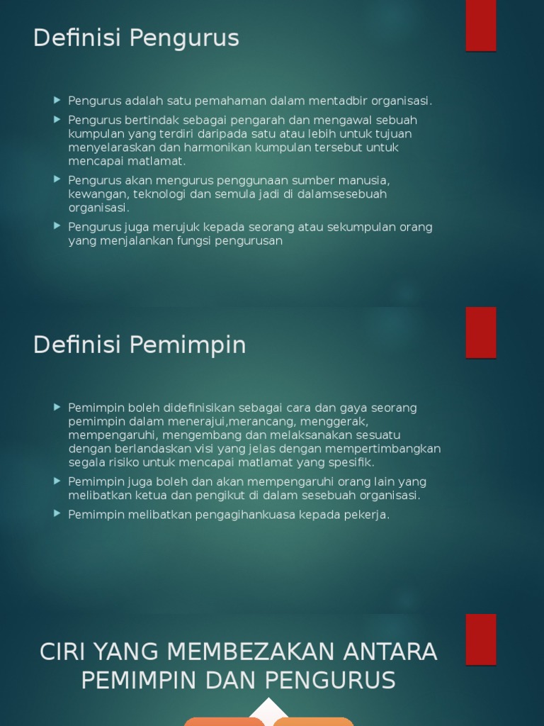 Perbezaan Pengurus Dan Pemimpin Pdf