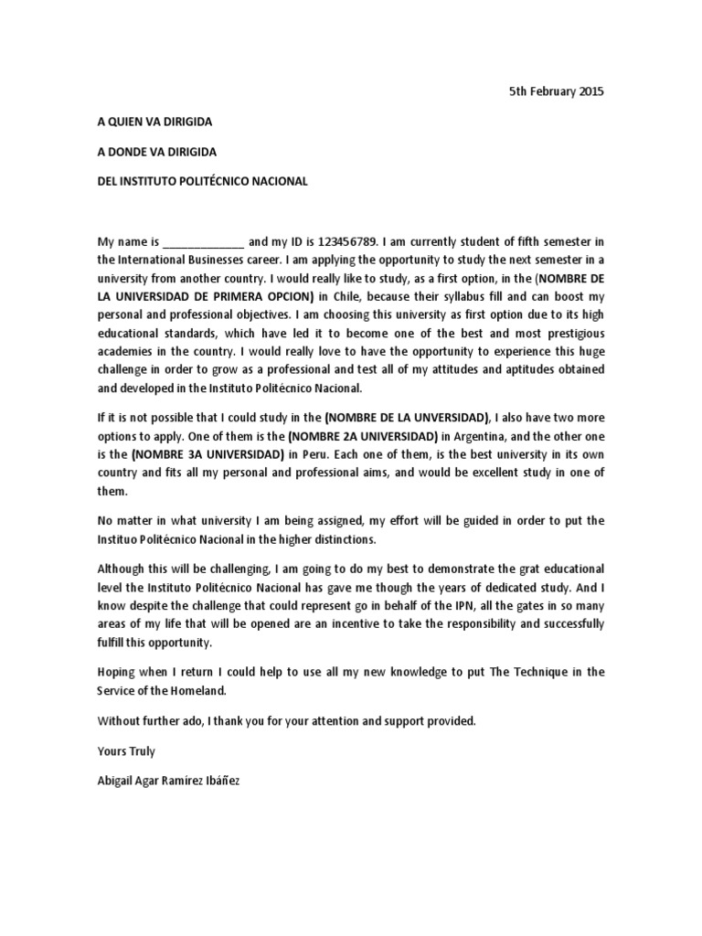 Carta de Motivos Movilidad IPN