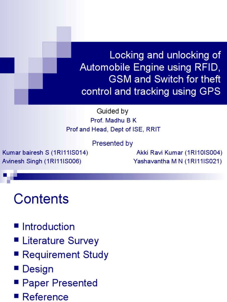Locking and Unlocking of Automobile Engine Using RFID1 PDF Radio