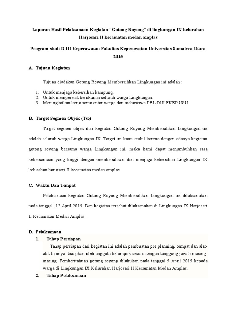 Laporan Gotong Royong Pdf