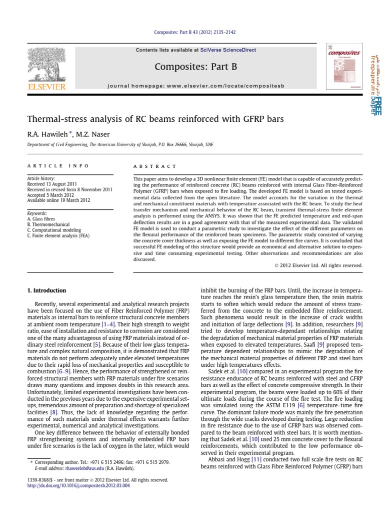 Thermal-Stress Analysis of RC Beams Reinforced With GFRP Bars | PDF ...