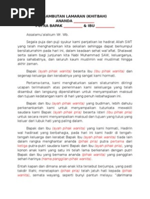 Sambutan Lamaran Pidato Keluarga Pria