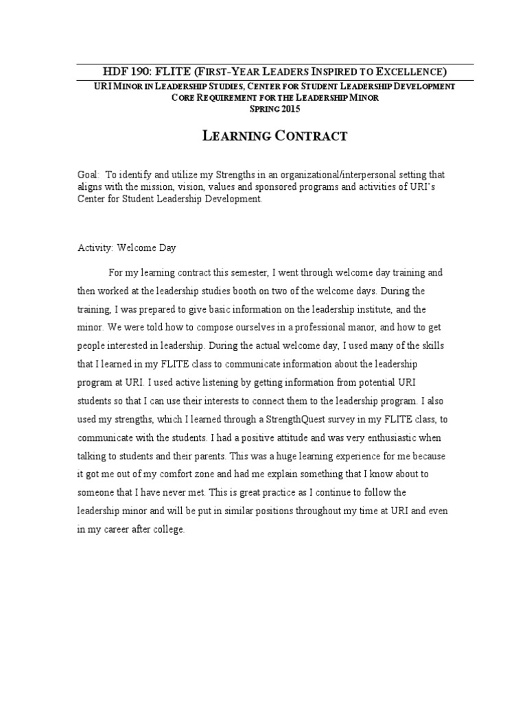 Learning Contract Christian | PDF