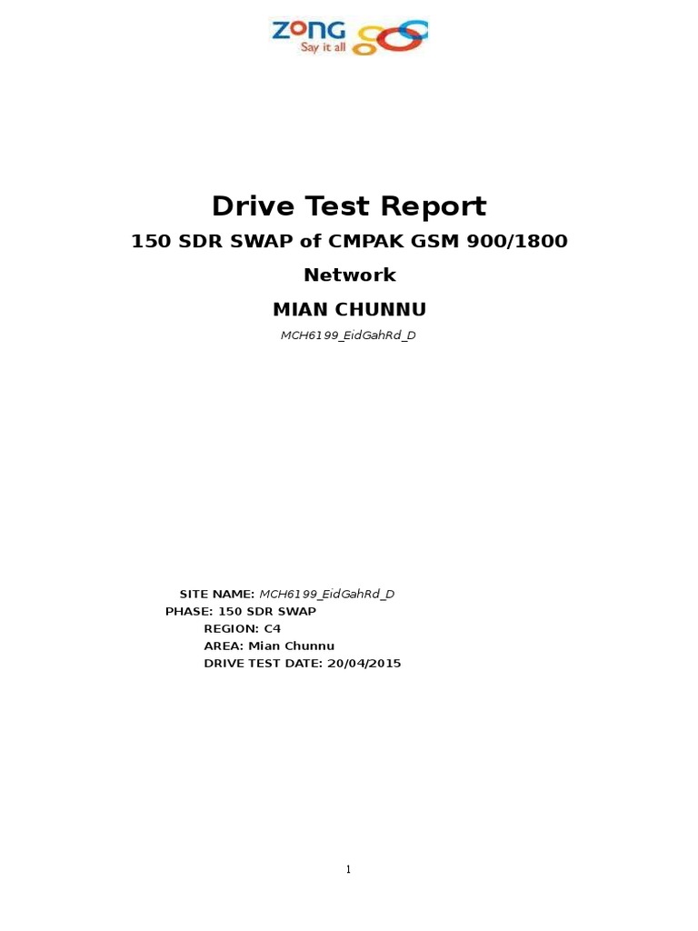 CMPAK GSM Drive Test Report Mian Chunnu | PDF