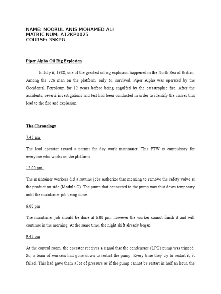 Piper Alpha Incident Investigation Report – QQRPPZ