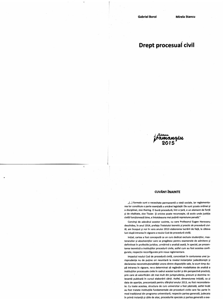 Drept Procesual Civil Volumul 1 Boroi 2015 PDF