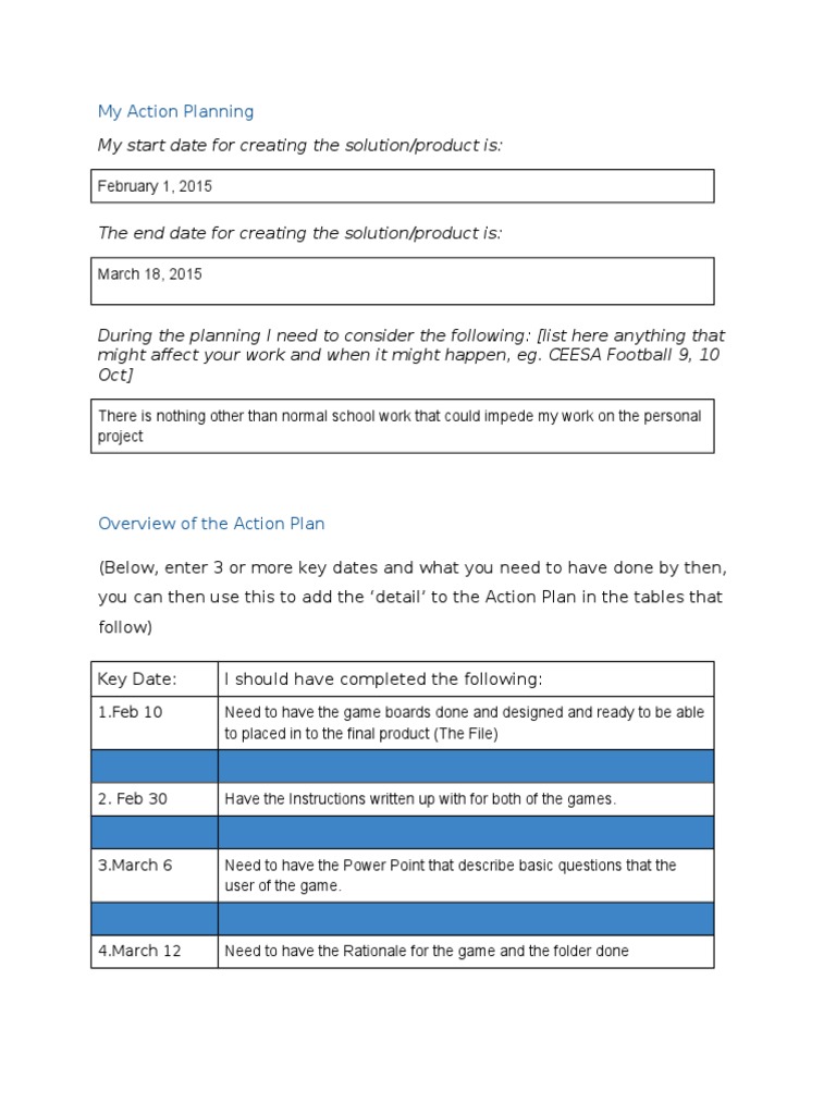 Action Plan for Game Development Project | PDF | Art