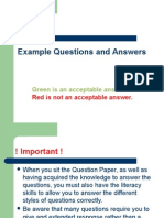 Example Questions and Answers: Green Is An Acceptable Answer