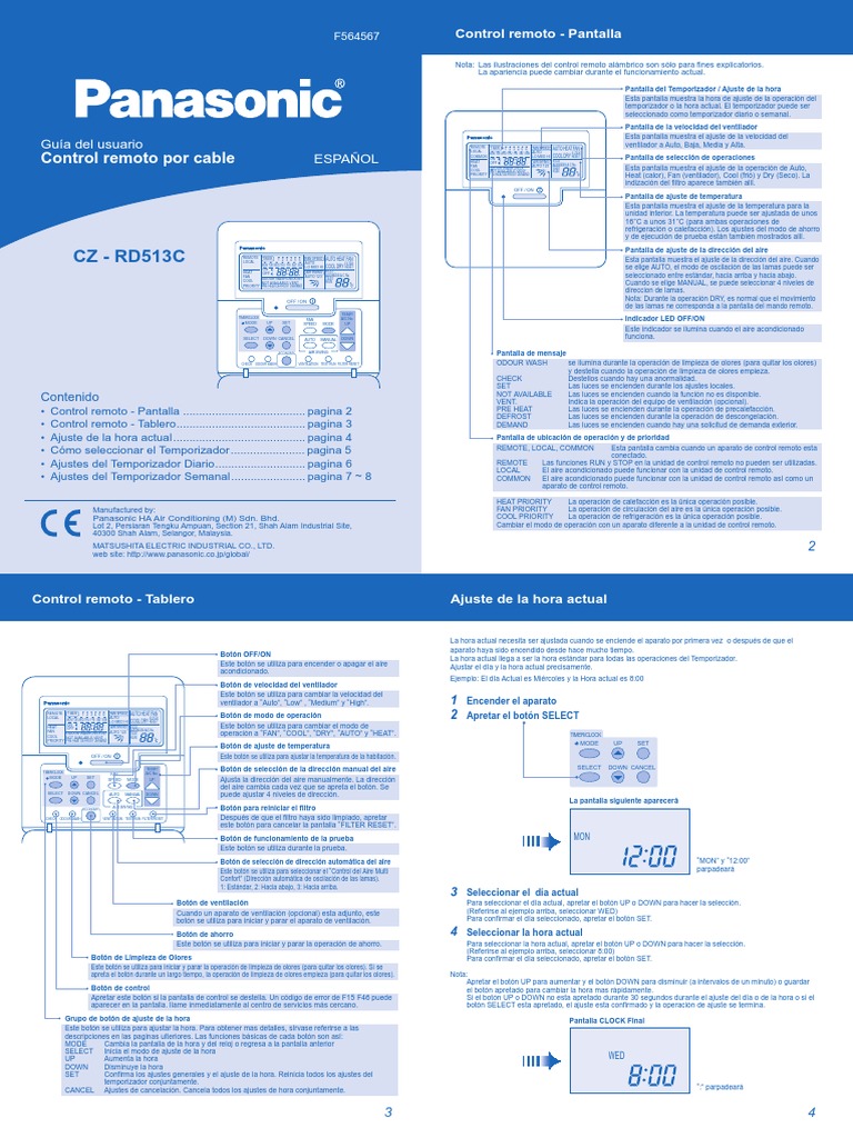 Panasonic Termostato CZ RD513C Manual Usuario F564567 ES | PDF ...
