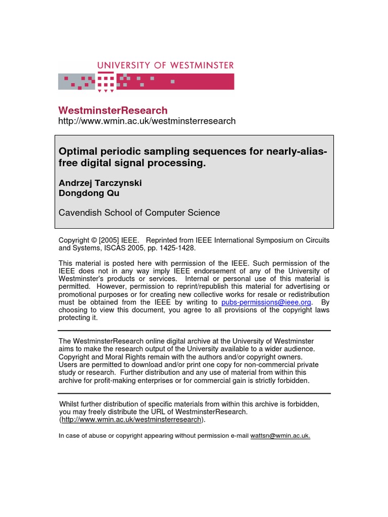 Optimal Periodic Sampling Sequences For Nearly - Alias-Free Digital ...