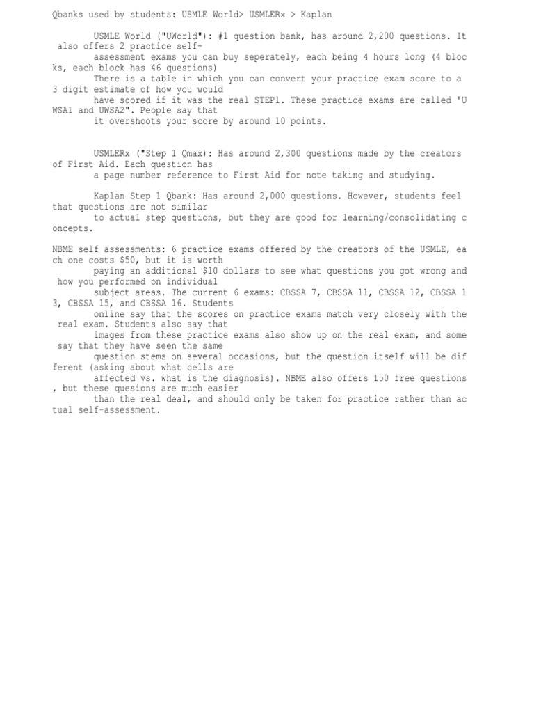 USMLE Qbanks/nbme | PDF