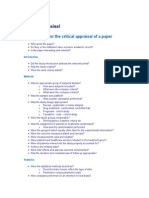 Critical Appraisal: Guidelines For The Critical Appraisal of A Paper