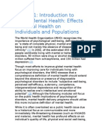 Module 1: Introduction To Global Mental Health: Effects of Mental Health On Individuals and Populations