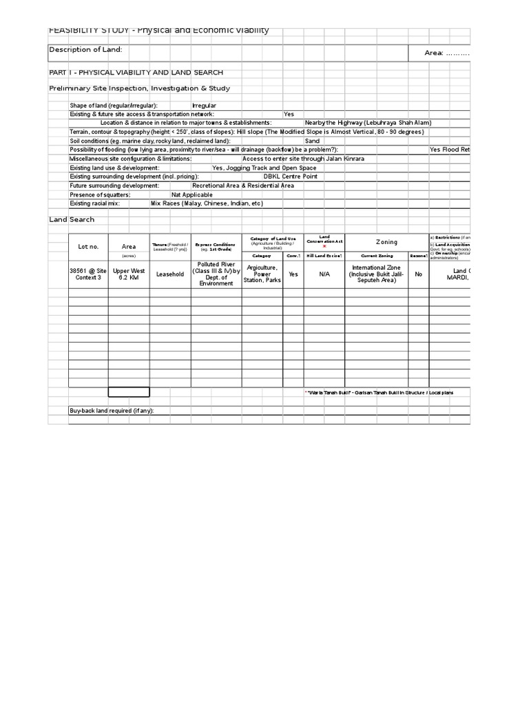 Feasibility Study: Land Viability Analysis | PDF | Zoning | Transport