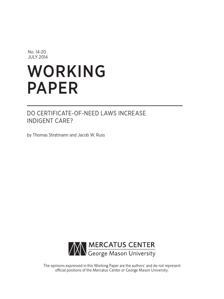 Do CertificateofNeed Laws Increase Indigent Care? PDF Medicaid