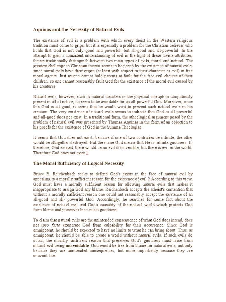 Aquinas and The Necessity of Natural Evils | PDF | Thomas Aquinas ...