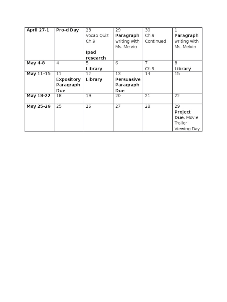 Student Assignment Schedule | PDF