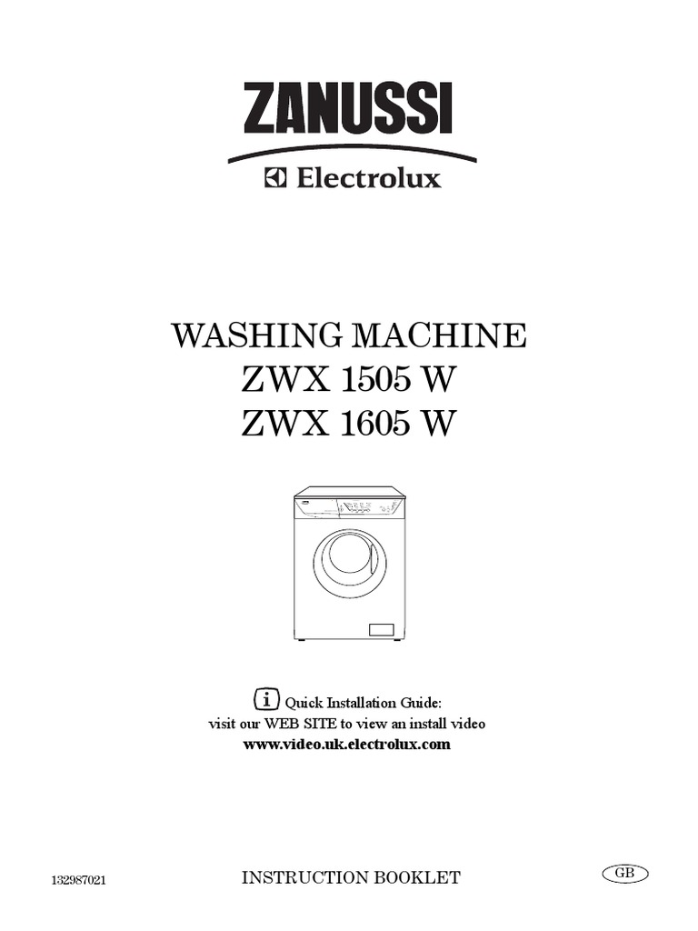 Zanussi Washing Machine Instruction Manual PDF Washing Machine