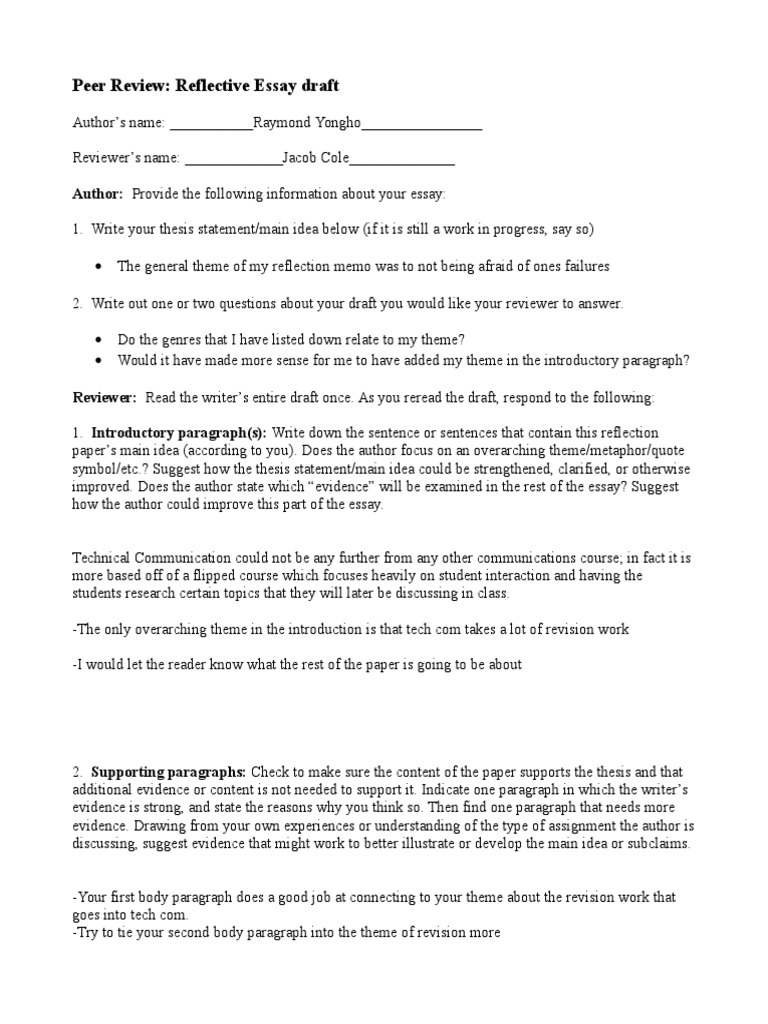 What is reflective essay image