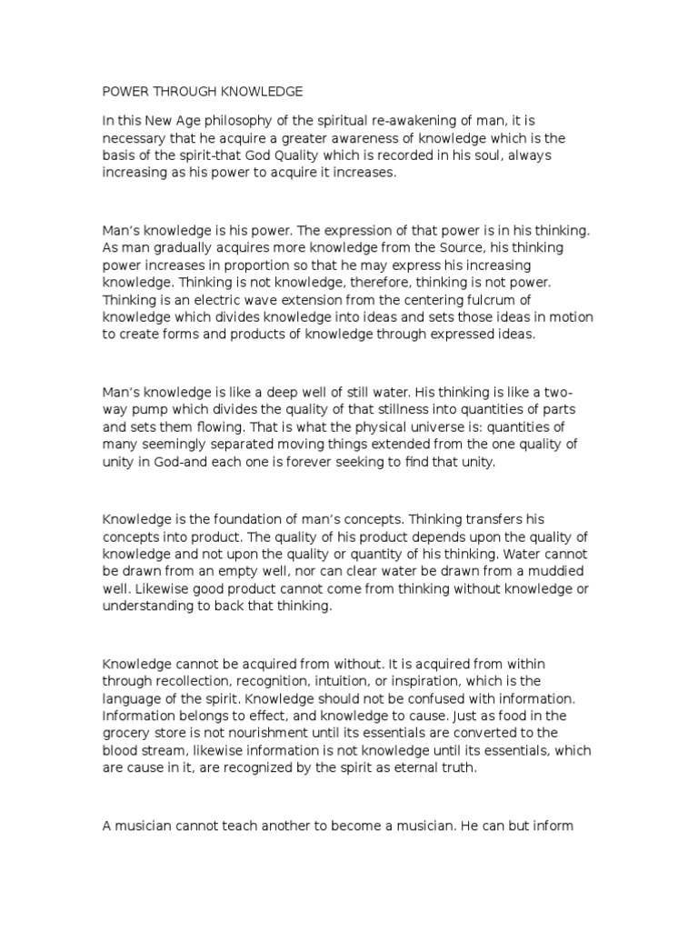 Walter Russell - Power Through Knowledge | PDF