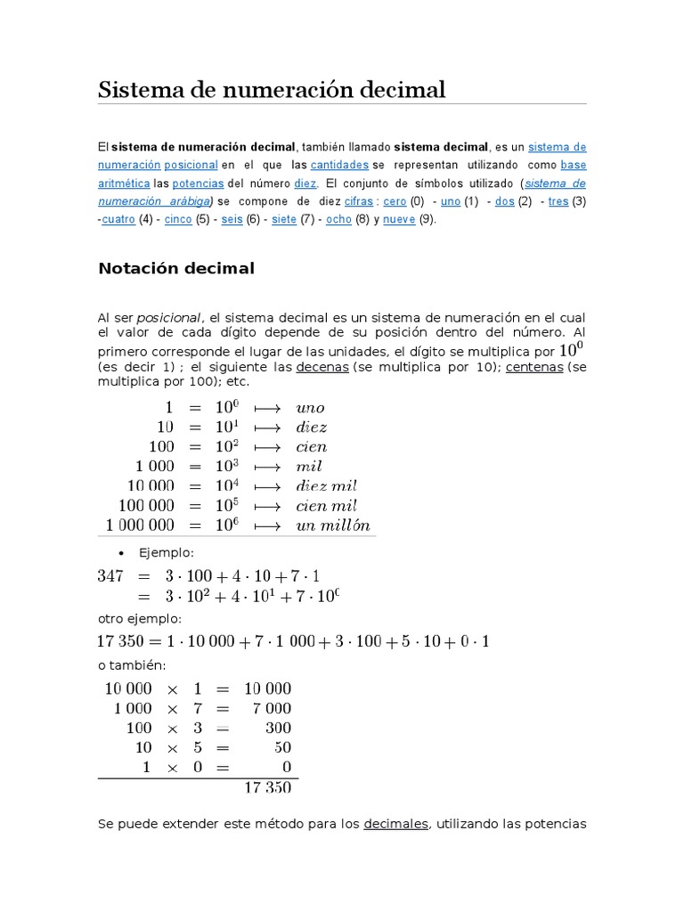 Sistema de Numeración Decimal | PDF | Decimal | Comunicación