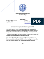 SAN DIEGO (April 28, 2015) - Councilmember Alvarez Has Issued The