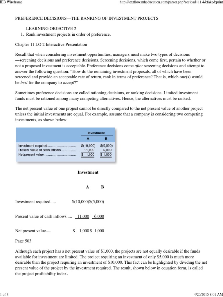 Investment Pdf Net Present Value Present Value