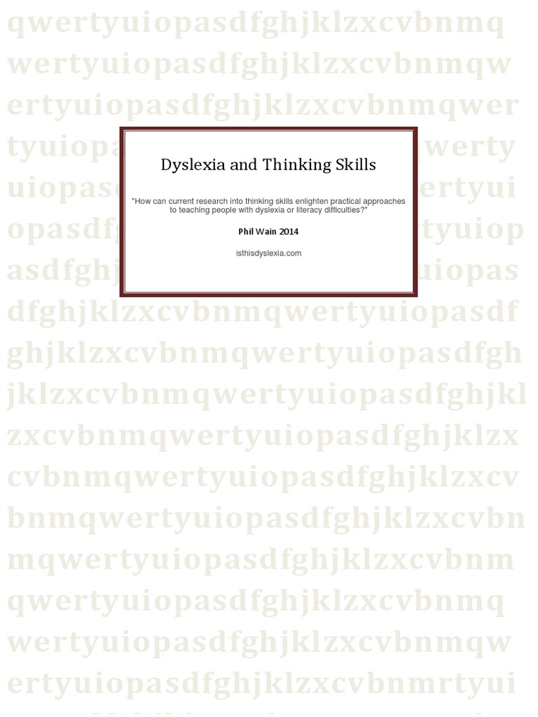 Dyslexia and Thinking Skills Explained | PDF | Dyslexia | Thought