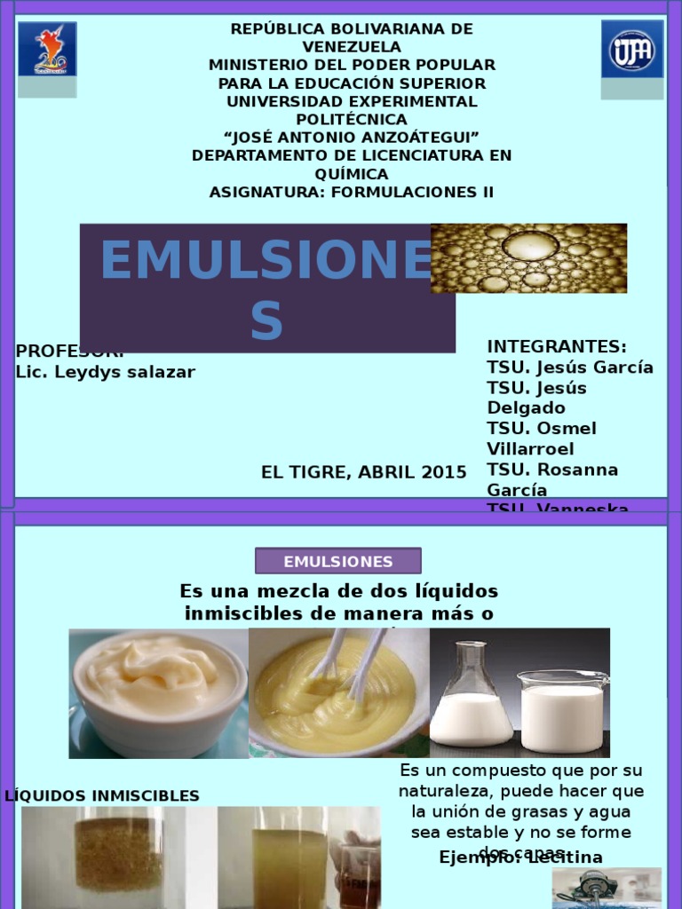 Emulsiones | PDF | Emulsión | Materia suave