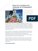 Porqué la fiesta de la Candelaria fue declarada Patrimonio de la Humanidad?