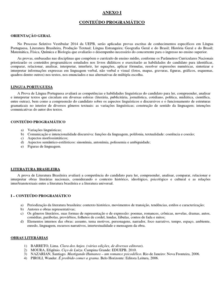 Conteudo Programatico | PDF | Estudos de Línguas Estrangeiras ...