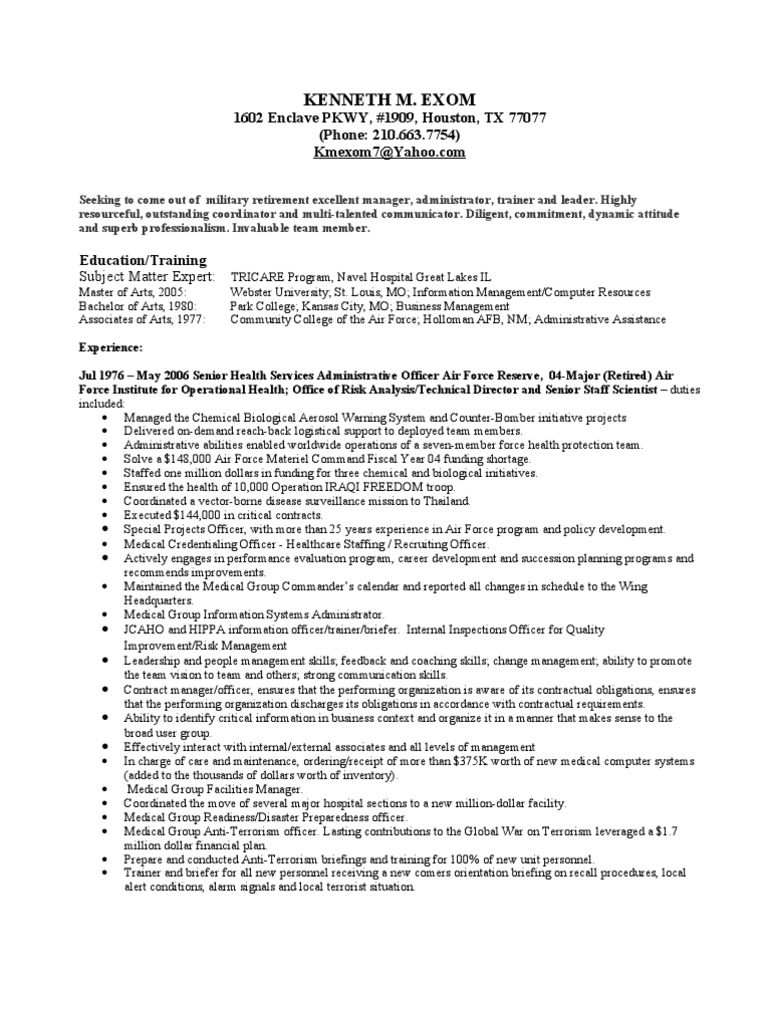 Kenneth M. Exom: Military Admin Profile | PDF | Information System | System