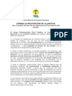 Carta Abierta Al Pueblo Peruano: CONTRA LA POLITIZACIÓN DE LA JUSTICIA 