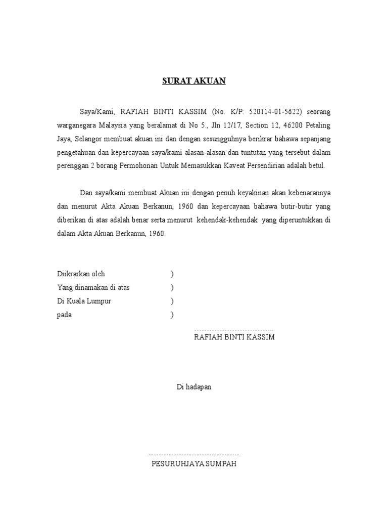 Surat Akuan Pdf